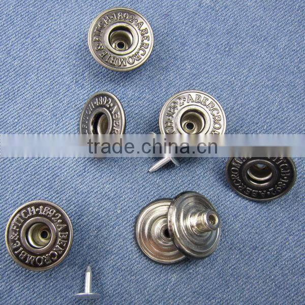 2015 fashion metal jean buttons for garments