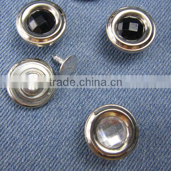 Rhinestone Metal Jeans Button With Customized Color And Size