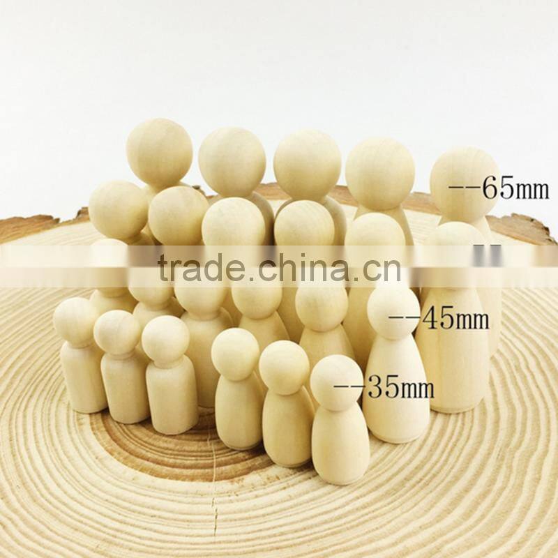 Unfinished Wood People Shape Family Peg Dolls Handmade Toy DIY Craft
