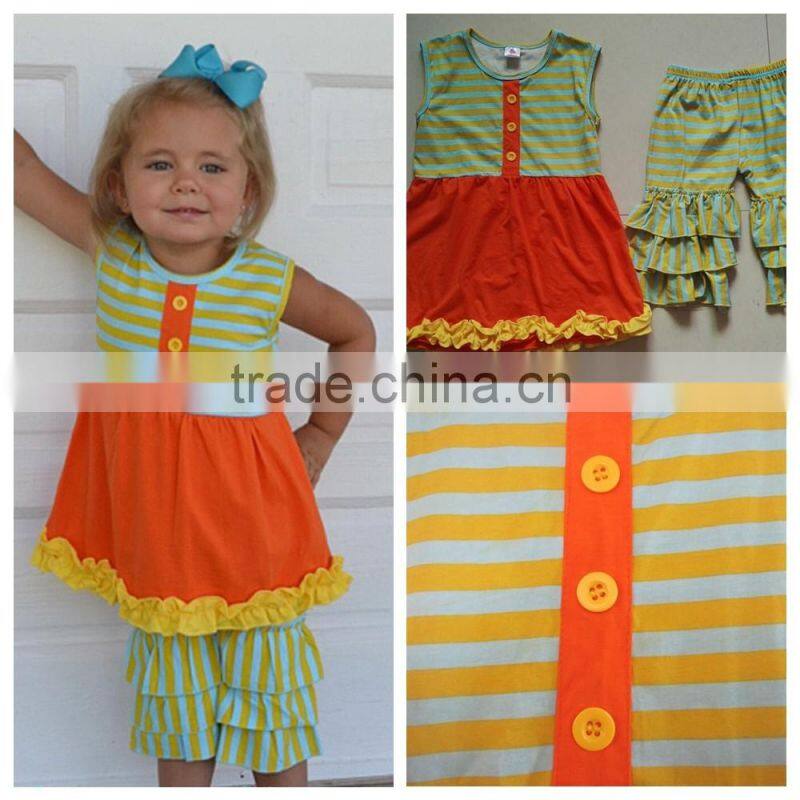 multicolor shirt ruffle shorts summer easter rabbit girls outfit clothes