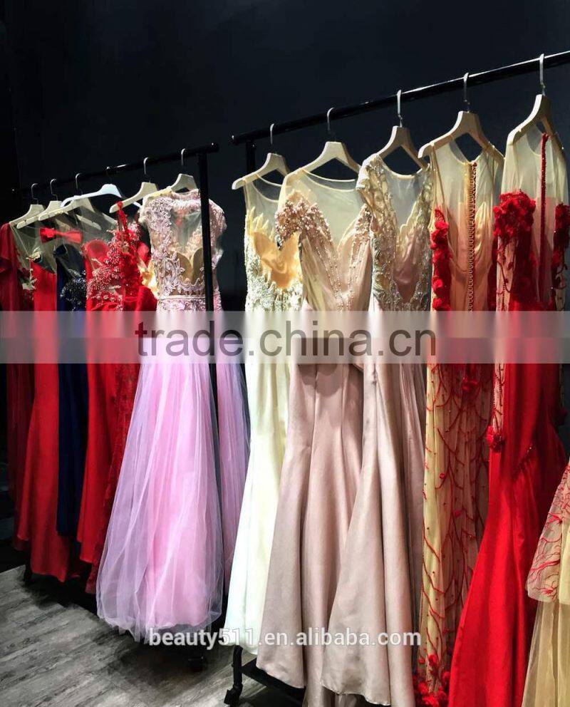 2017 real photo evening dress Modern Beaded V- Neck Lace prom gown evening dress as1