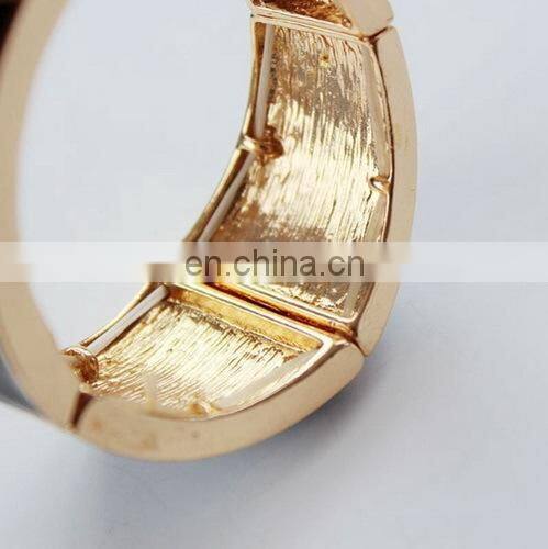 New Arrival Simple Black Enamel Women's Alloy Stretch Bracelet