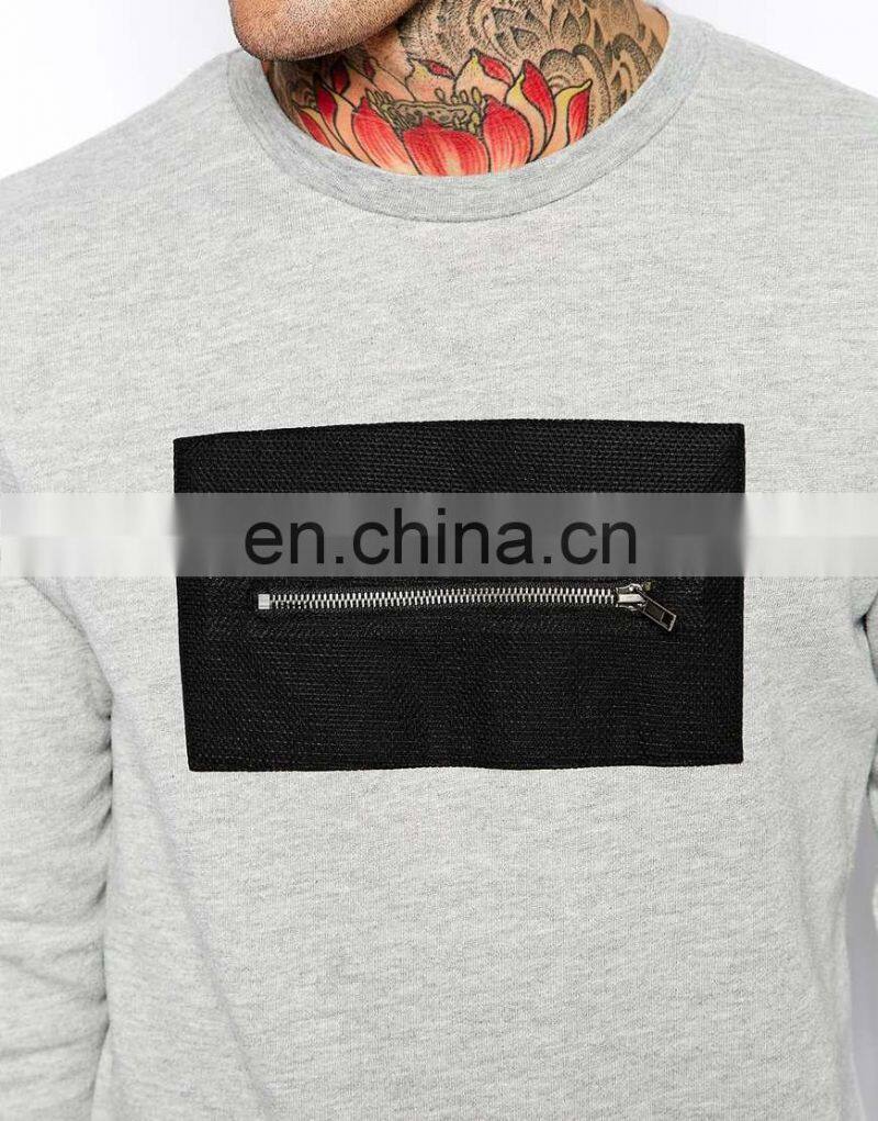 Custom Design High Quality Mens Sweatshirt With Mesh Panle and Zips Pocket