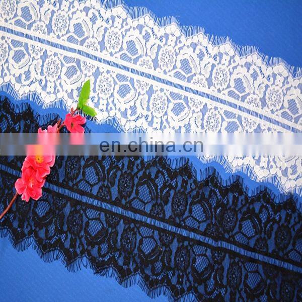 Cheap black high elastic eyelet knitting lace and decorative lace tape with 16 cm
