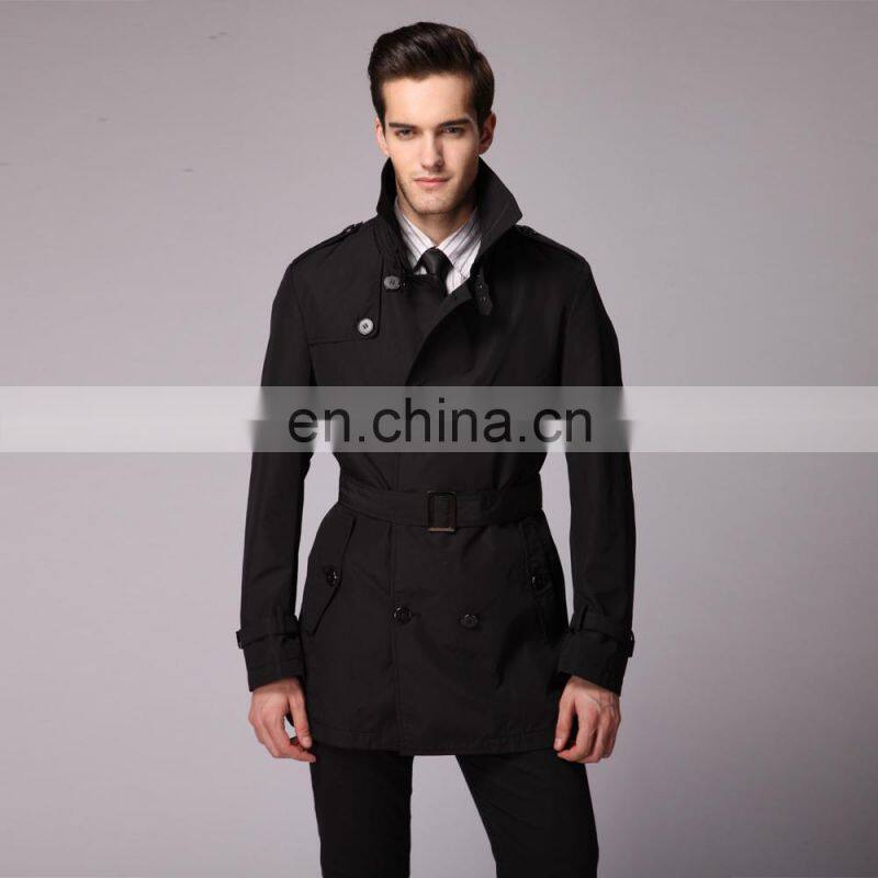 double-breasted winter black long coat mens spring windbreaker