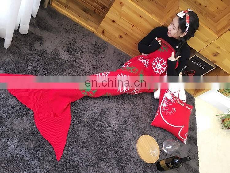 Popular warm soft mermaid tail blanket in winter handmade Christmas gift knitted throw comfortable sleeping bags mermaid blanket
