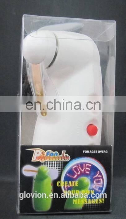 NEW arrival led mini fan flashing light fan programmable led message handheld fan