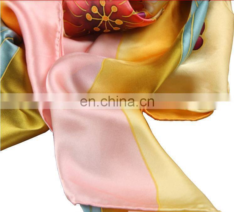 women fashion satin square scarf silk painting