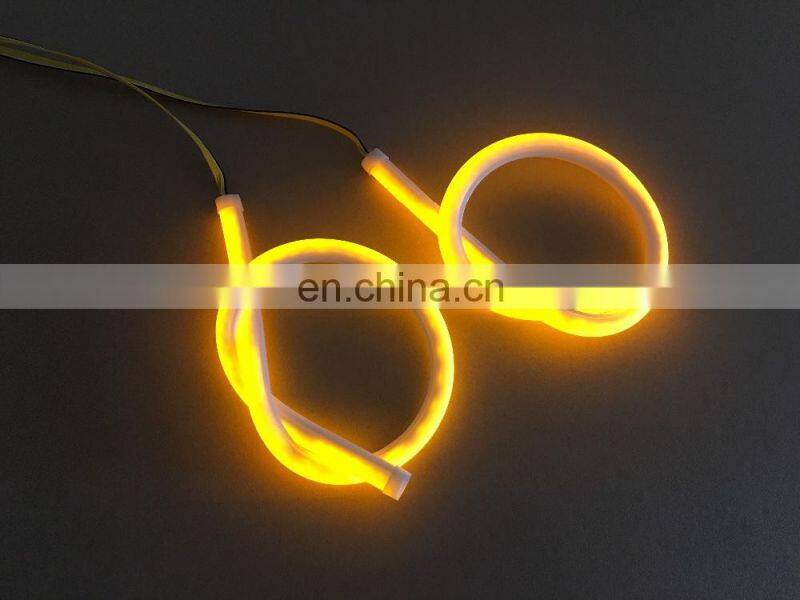universal 2x60cm car led flexible DRL with running turn signal car headlight flow turn light