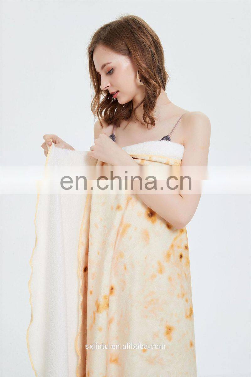 Novelty Mexican Tortilla Flannel Burritos Taco Blanket Burritos Round Wrap Blanket Burrito Blanket