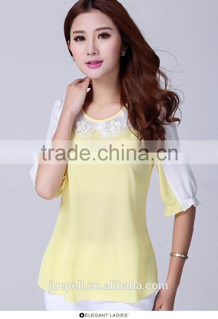 High quality 2015 new design chiffon ladies blouse for summer