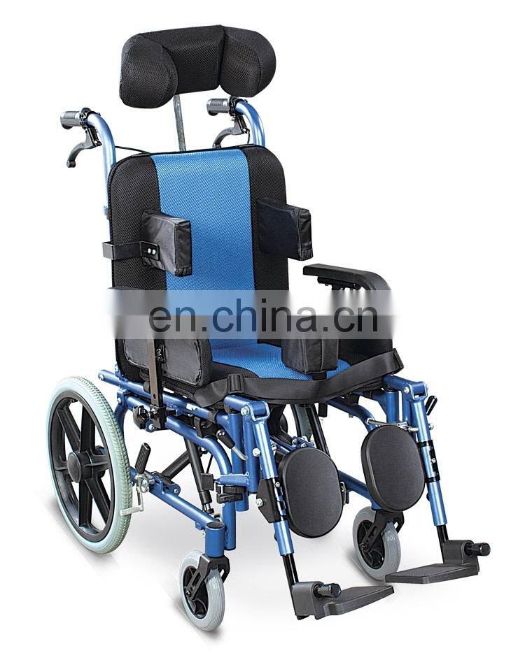 Foldable CP Wheelchair with PU wheels and desk