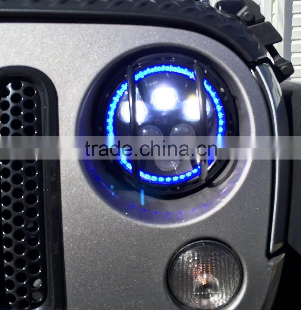 7inch CREE Led 60W Hi-Low Beam Round Blue Work Head Lamp Light Headlight