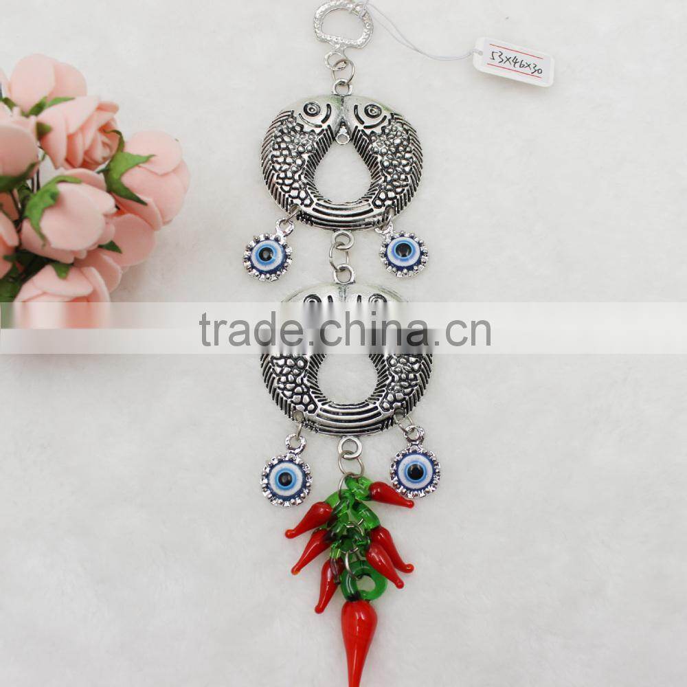 Islamic Religious Fish Pendant Car Hanging With Blue Evil Eye Beads