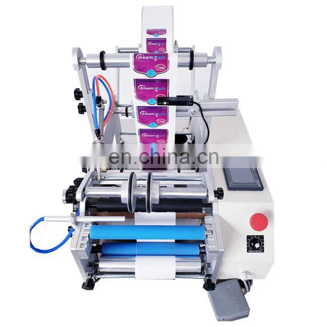 High Efficiency Tabletop Cylindrical Objects Double Sides Labeling Machine