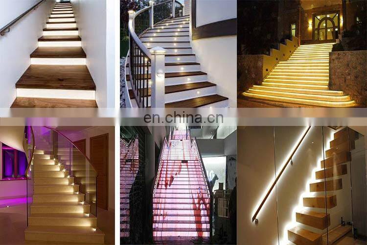 LED Home Used Straight Floating Staircase with Safety solid wood Stairs Steps