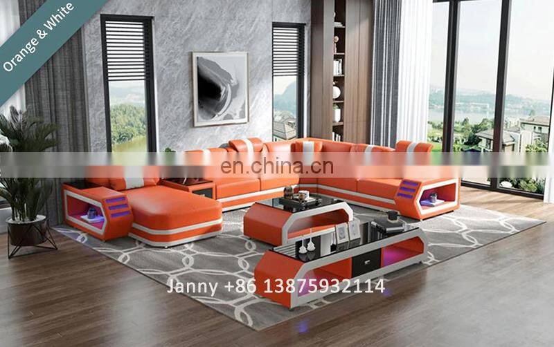 modern Italian design living room furniture living room sofa set white genuine leather sofas