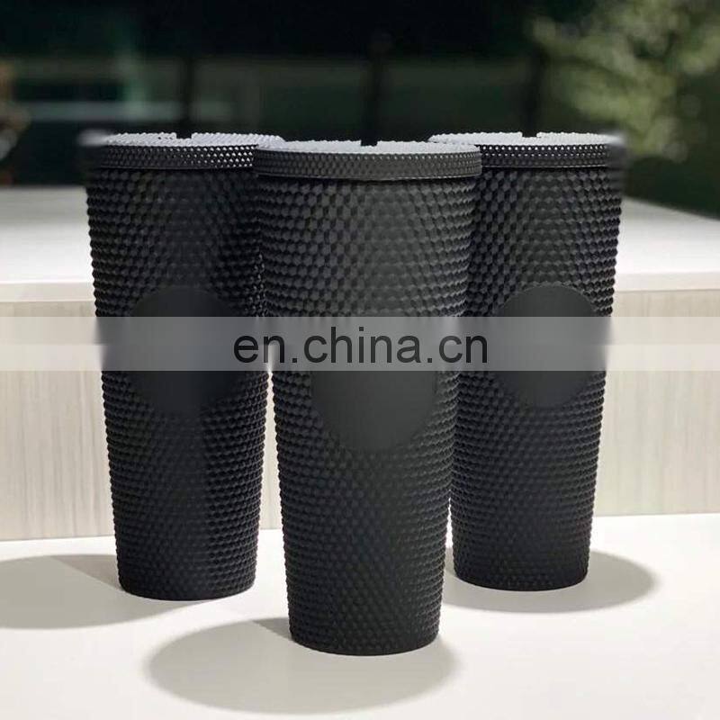 2021 Hot Selling Studded Matte Cup Double Wall Plastic Tumbler Studded Tumbler Cups with Lid And Straw