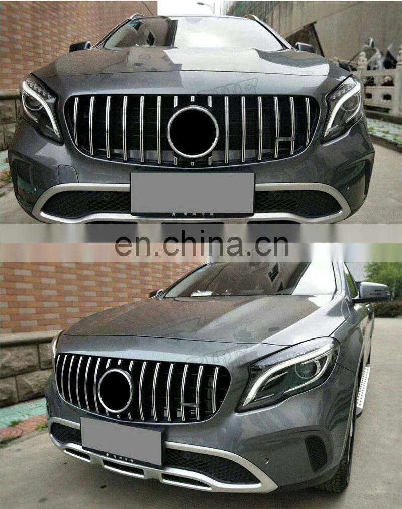 Silver GT R style front bumper grille grill for Mercedes GLA class X156 GLA200 GLA220 GLA250 2017 2018 2019