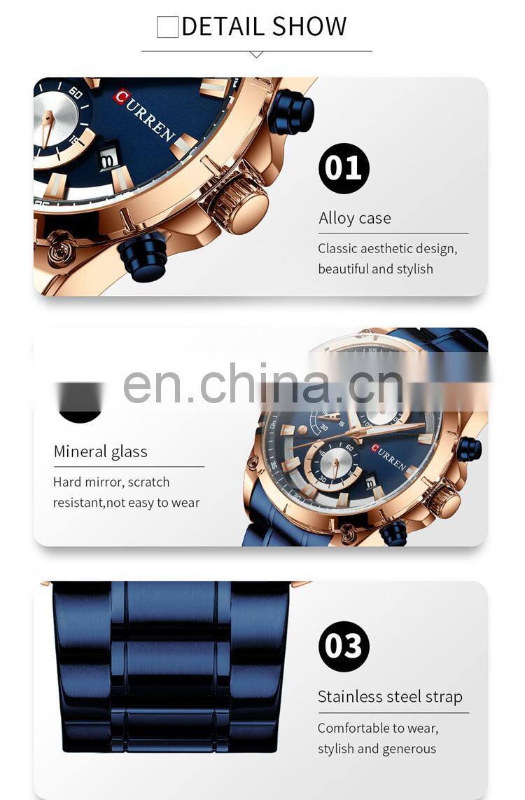CURREN 8360 Latest Simple Men Watch Stainless Steel Chronograph Calendar Quartz Luminous Man Watch Sales Online