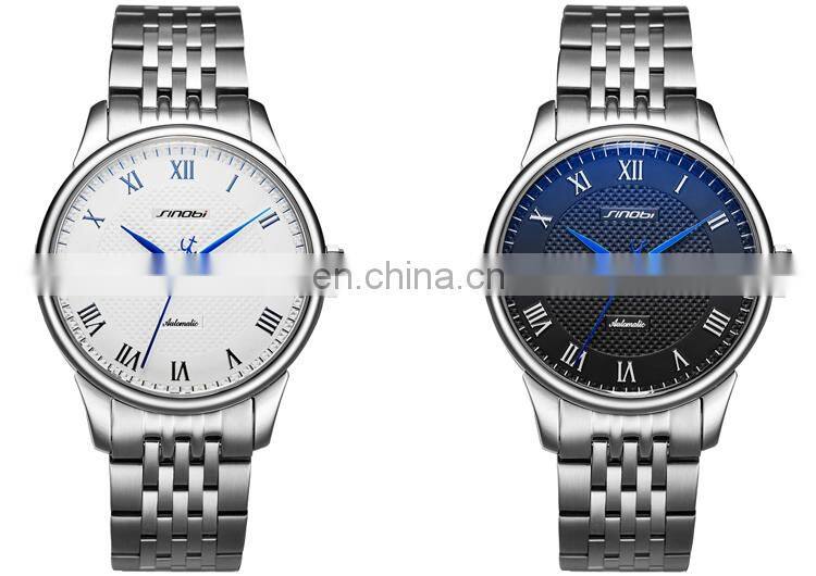 SINOBI Classical Automatic Mens Luxury Watch 316L Stainless Steel Case & Band Calendar Drop Shipping Wristwatch 1246G Montre