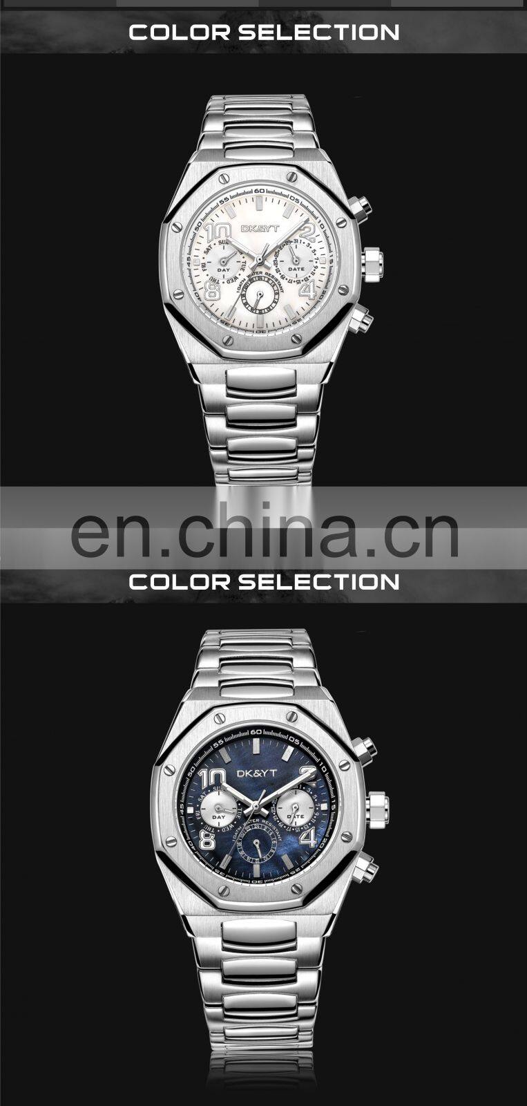 High Quality Customized Classic Multifunction Men Steel Wristwatch Collection Luxury Male Gold Watch