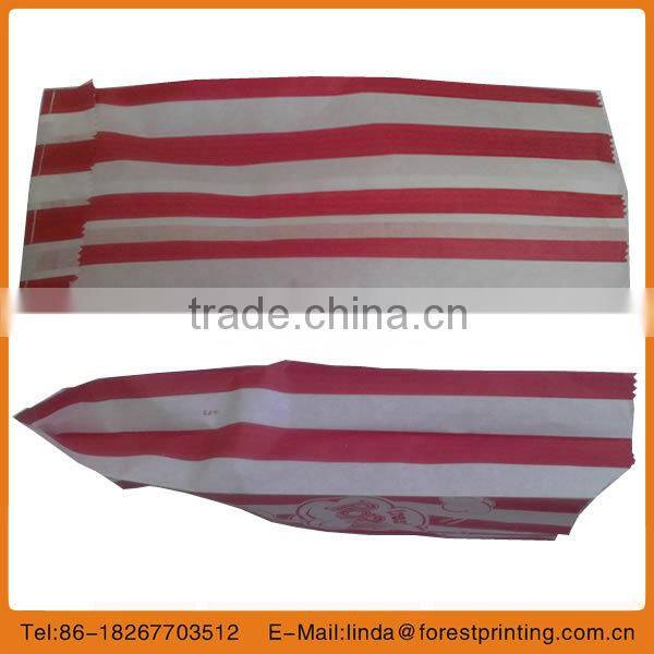 stripe food bag 2014 customer kraft paper shopping bag/ popcorn bag
