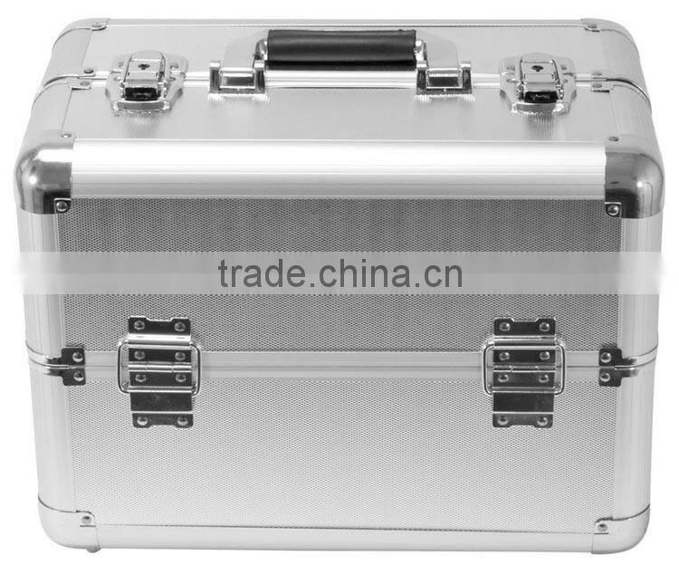 Silver Makeup Cosmetic Train Case Lockable Jewelry Travel case Aluminum Artist Vanity case Makeup travel carrying case