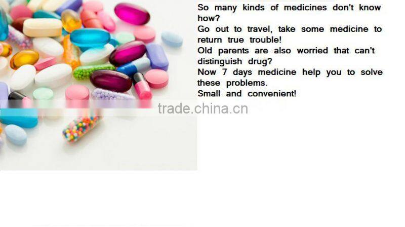 7 Day Round Rotating Press Button Plastic Pill case/ plastic pill box