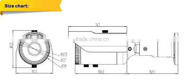 Low Price 2.0 MP 2.8-12mm 1080P Bullet Camera IR Outside adjust lens Camera