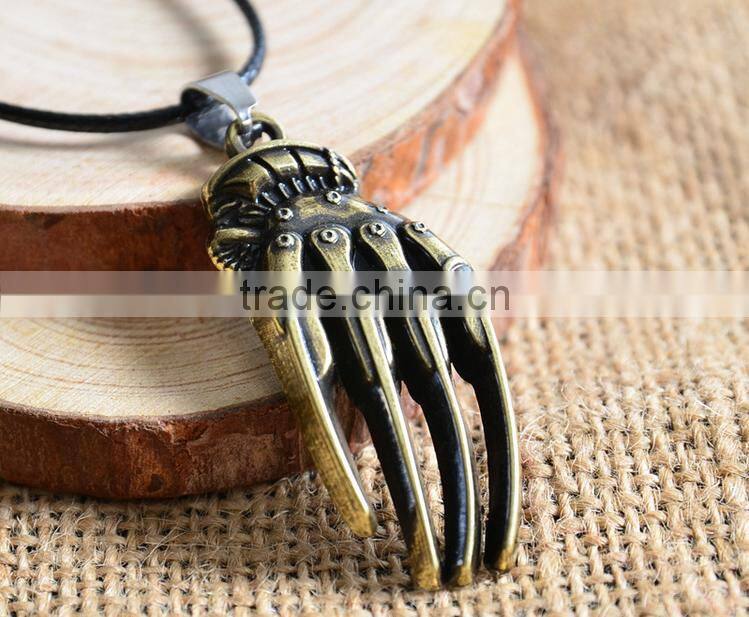 Vintage Genuine Leather Hands Mens Hammer Pendant Necklace