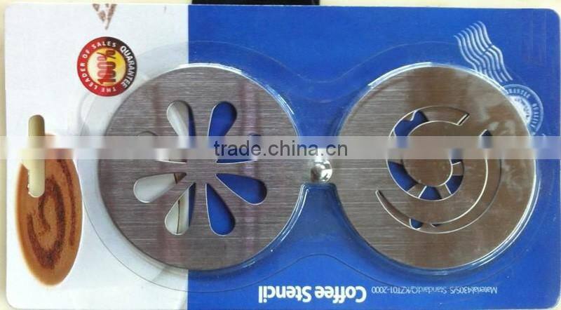 2015 Best selling wholesale custom high quatity stainless steel Coffee Stencil