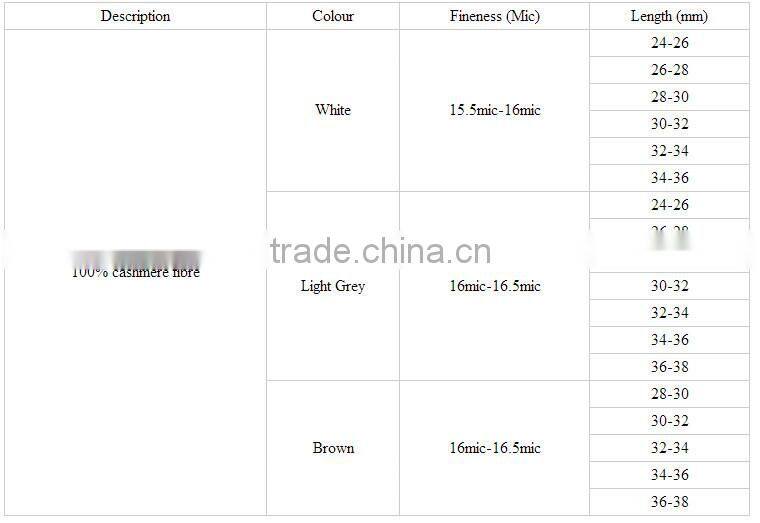 light grey colour cashmere fiber 26mm-38mm