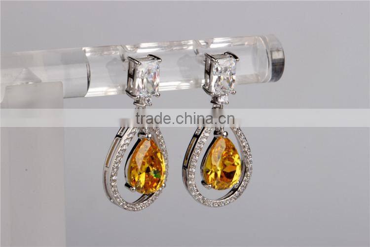 Wholesale High Quality Classic yellow sapphire zircon Earrings