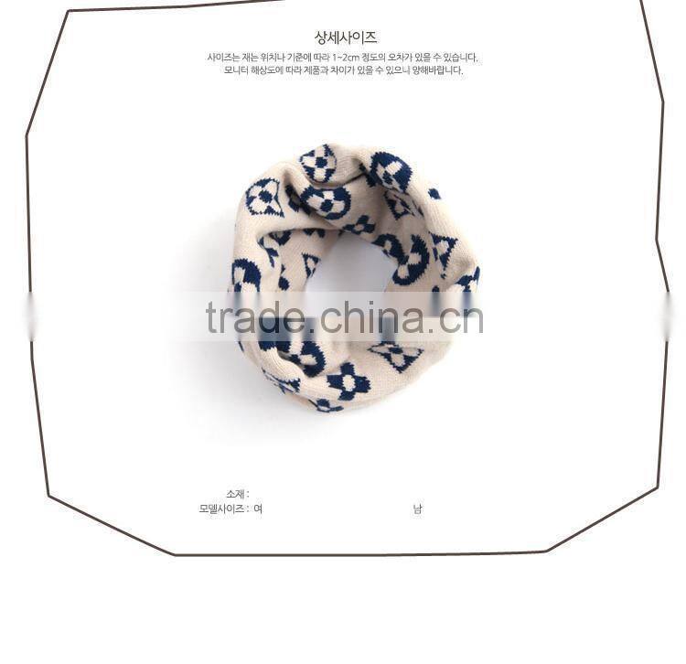 2014 Winter New Flower Pattern Baby Kids Knitted Circle Scarf