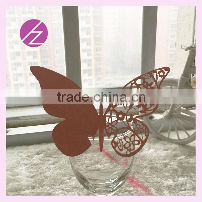 laser cut wedding party decoration butterfly card for glass JK-69