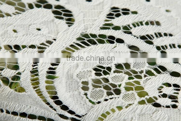 New products cheap 3D white cotton lace embroidery fabric for bridal dress