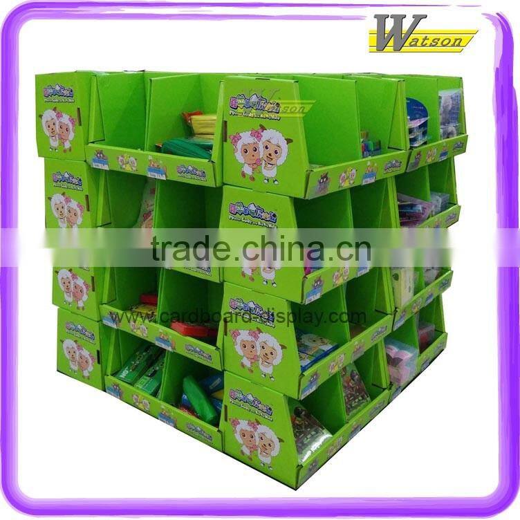 Supermarket and shop cardboard pallet display with grid for stationery display