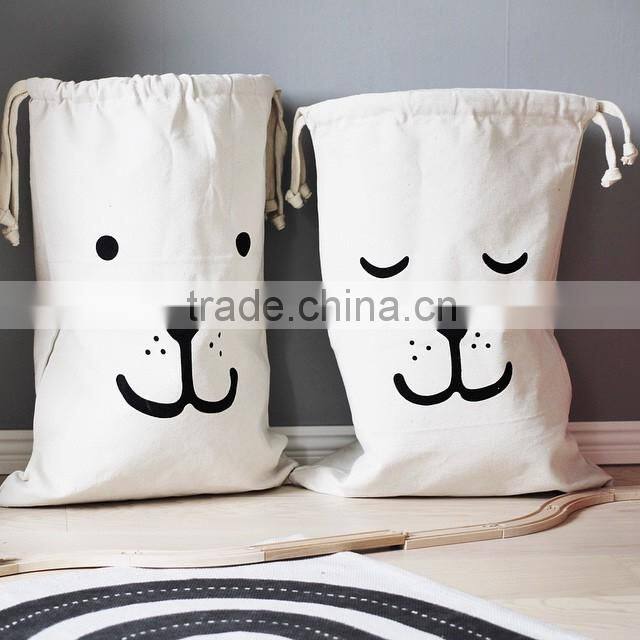 China Factory Supply Custom Cartoon Print Canvas Drawstring Bag