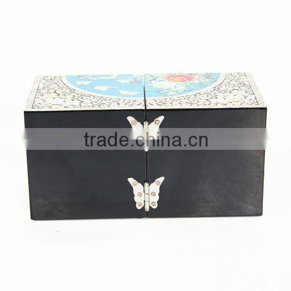 High end mother of pearl velvet jewellery boxes with lock and drawer