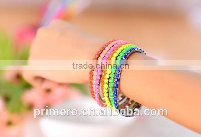 Sparkling Single-row Full Rhinestone Fluorescent Bracelet bangle Fashion Jewelry