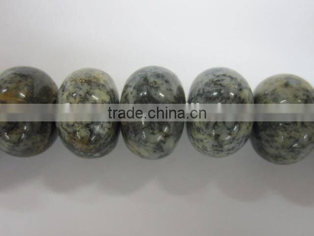 Natural moss opal roundel bead mineral gemstone for jewelry making