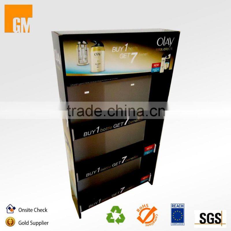 Durable Cardboard 4-Tier Floor Display Shelf for Cosmetic