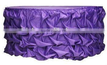 Graceful bridal table cloth with ruffles, satin fabric table cloth for wedding