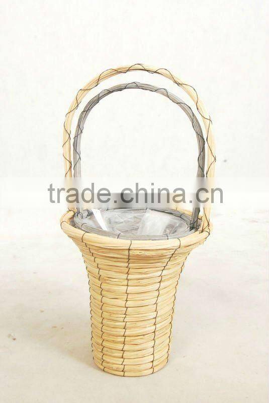 lined wicker basket
