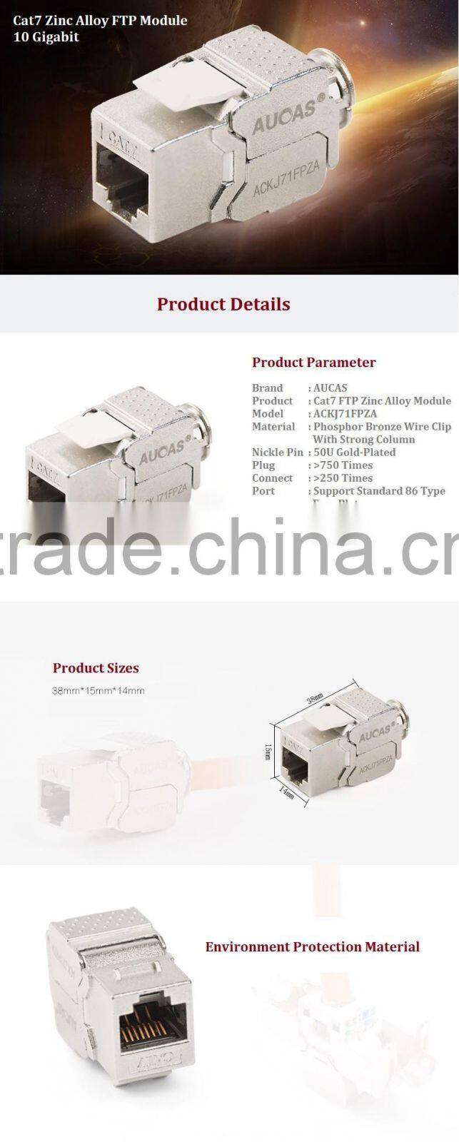 Taiwan Manufacture Zinc Alloy FTP Keystone Cat7 Network Standard Keystone Jack Hot Price