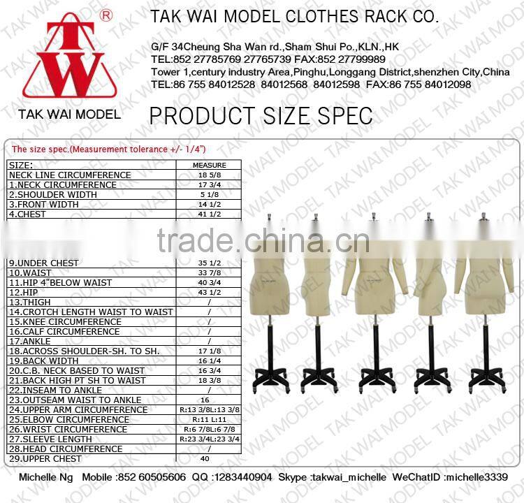 Unique lady England standard fitting adjustable female mannequins