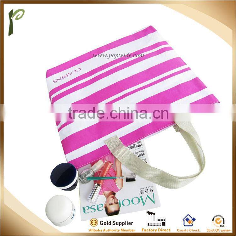 Popwide newest 2014 Color stripes Beach Bag/ Polyester tote bag