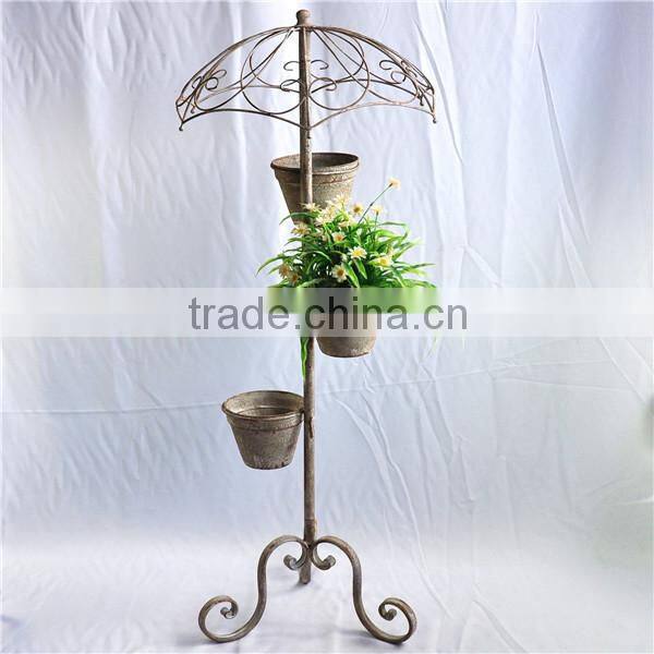 13A117NAB Umbrella design floor standing metal plant pot shelf
