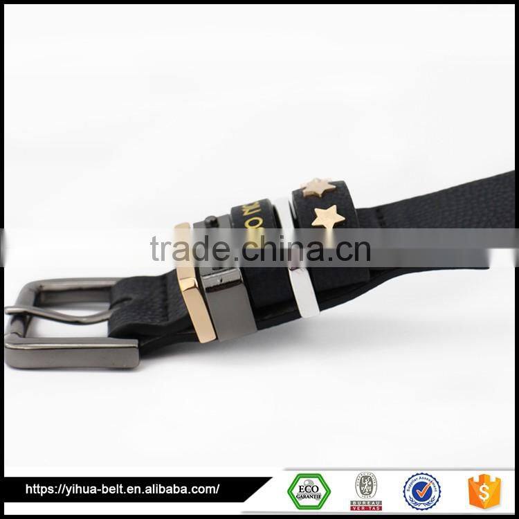 manufacturer wholesale fashion pu black rivet belt